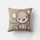 Beer Burlap Rustic Name Waterverf Kussen (Achterkant)