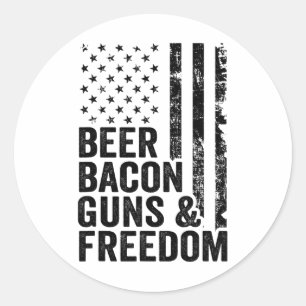 Beer Bycon Pistolen and Freedom USA BBQ Amerikaans Ronde Sticker