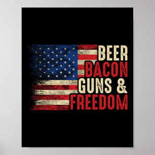 Beer Bycon Pistolen en Vrijheid - BBQ USA Flag Poster