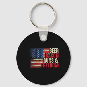 Beer Bycon Pistolen en Vrijheid - BBQ USA Flag Sleutelhanger