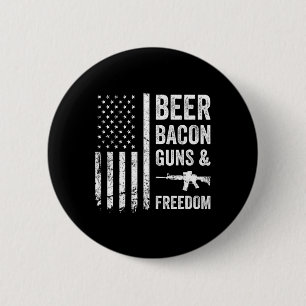 Beer Bycon Pistolen en Vrijheid - USA BBQ American Ronde Button 5,7 Cm
