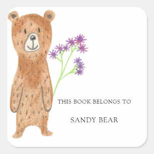 Beer - Cadeau boekenlegger voor babyshower Vierkante Sticker