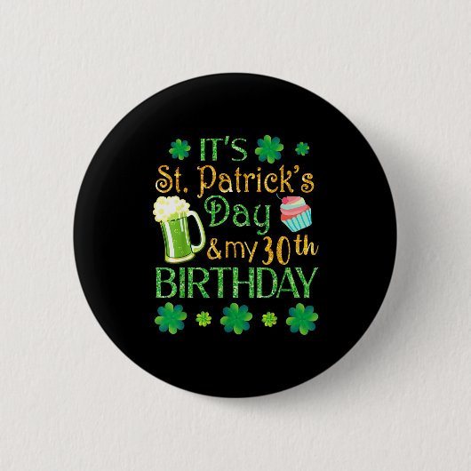 Beer Cake &amp; Shamrocks It's St Patrick Day &amp Ronde Button 5,7 Cm (Voorkant)