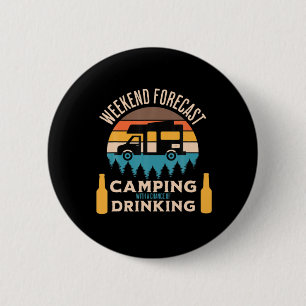 Beer Camping met bier Birthday Ronde Button 5,7 Cm