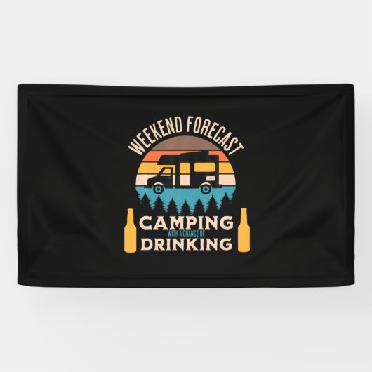 Beer Camping met bier Birthday Spandoek (Horizontaal)