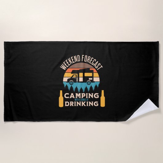 Beer Camping met bier Birthday Strandlaken (Voorkant)