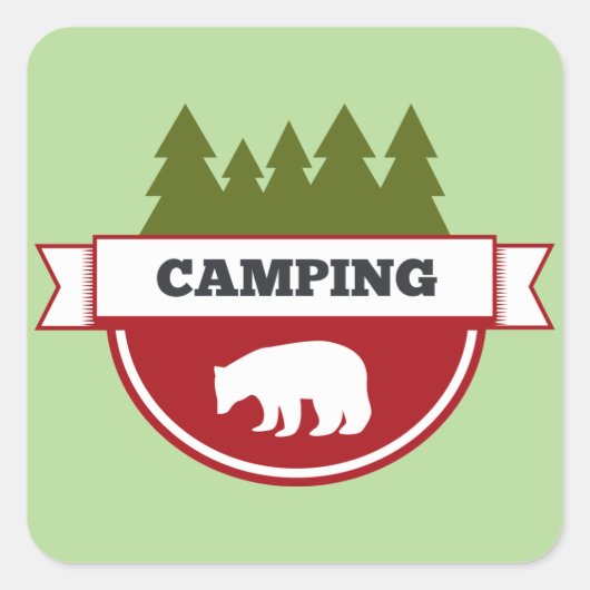Beer Camping Modern Badge Vierkante Sticker (Voorkant)