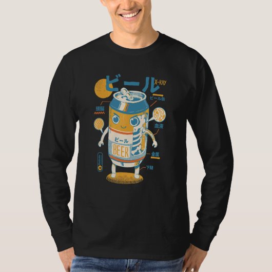 Beer Can X Ray Sci fi Japanese Beer Anatomy Drin T-shirt (Voorkant)