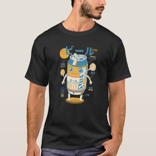 Beer Can X Ray Sci fi Japanese Beer Anatomy  Drink T-shirt (Voorkant)