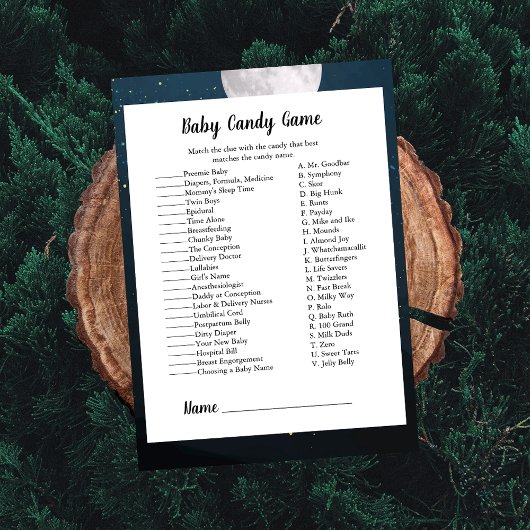 Beer Candy Match Baby Shower Spel Kaart