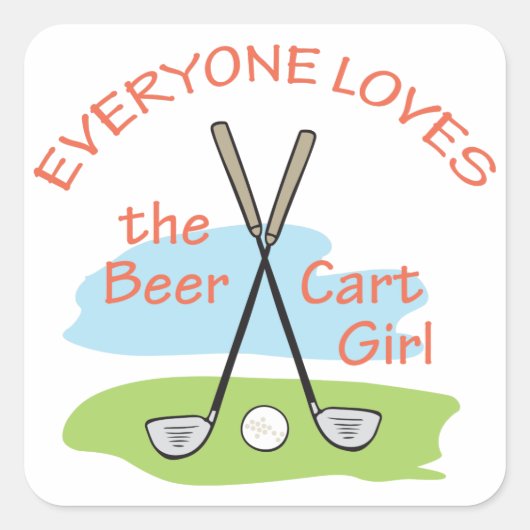 Beer Cart Girl Vierkante Sticker (Voorkant)