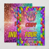 Beer Cartoon verjaardagsuitnodiging voor kinderen Kaart (Voorkant / Achterkant)