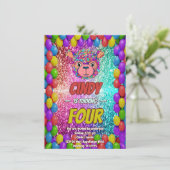 Beer Cartoon verjaardagsuitnodiging voor kinderen Kaart (Staand voorkant)