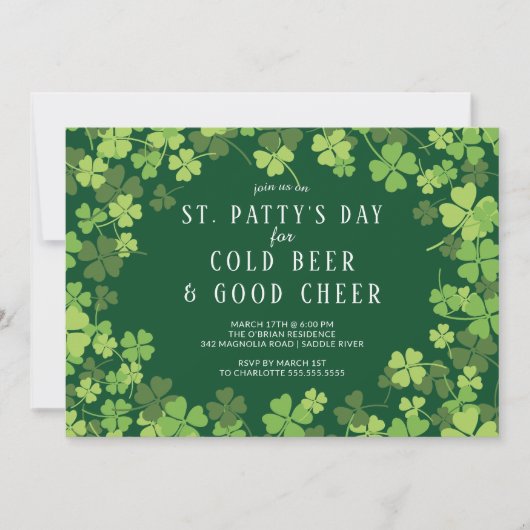 Beer & Cheer St. Patty's Day Uitnodiging (Voorkant)