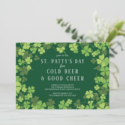 Beer & Cheer St. Patty's Day Uitnodiging (Staand voorkant)