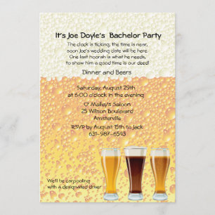 Beer Cheers Bachelor Party Invitation Kaart