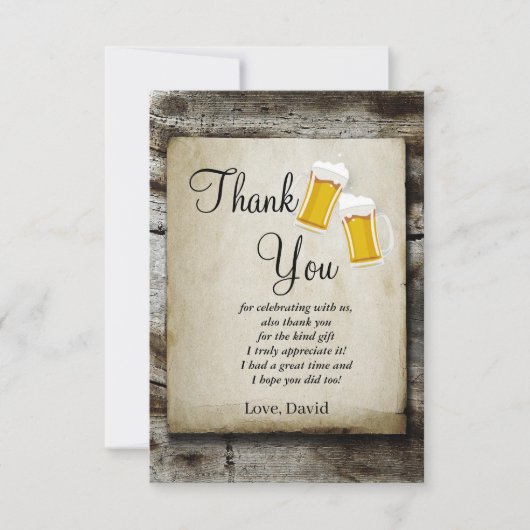 beer, cheers rustic country thank you card bedankkaart (Voorkant)