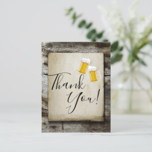 beer, cheers, rustic country thank you card uitnodiging briefkaart