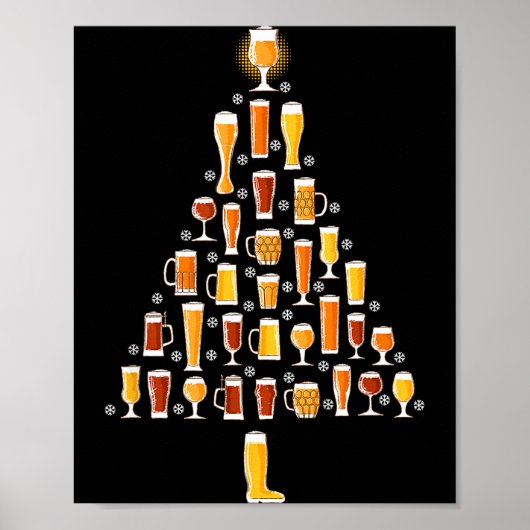 Beer Christmas Tree Men Women Beer Ugly Christmas  Poster (Voorkant)