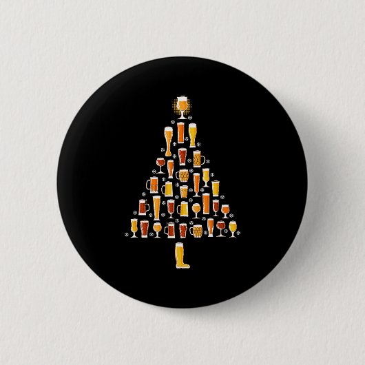 Beer Christmas Tree Men Women Beer Ugly Christmas  Ronde Button 5,7 Cm (Voorkant)