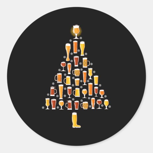 Beer Christmas Tree Men Women Beer Ugly Christmas  Ronde Sticker (Voorkant)