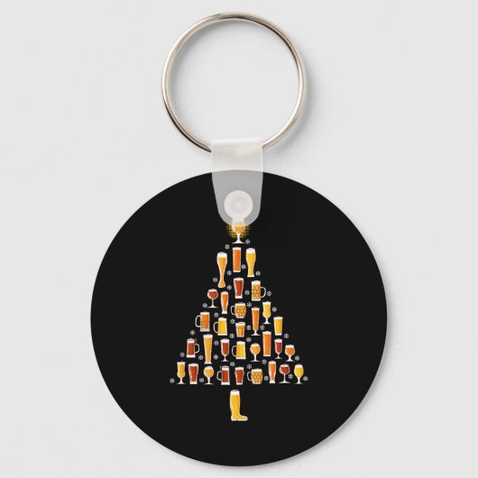 Beer Christmas Tree Men Women Beer Ugly Christmas Sleutelhanger (Voorkant)