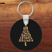 Beer Christmas Tree Men Women Beer Ugly Christmas Sleutelhanger (Voorkant)