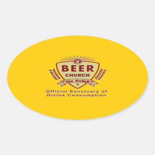BEER CHURCH OVALE STICKER