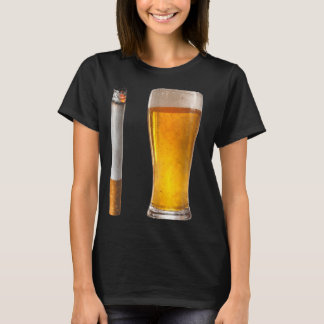 Beer Cigarette Lover Day Drinking Dad Smoking Beer T-shirt