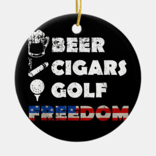 Beer Cigars Golf Freedom Smoker Drinker Golfer Keramisch Ornament