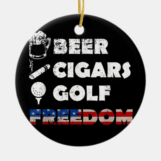 Beer Cigars Golf Freedom Smoker Drinker Golfer Keramisch Ornament (Voorkant)