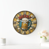 Beer Comic Pop Art Beer Mug Man Cave Grote Klok (Huis)