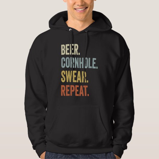 Beer Cornhole Swear Repeat Funny Cornhole Dad Corn Hoodie (Voorkant)