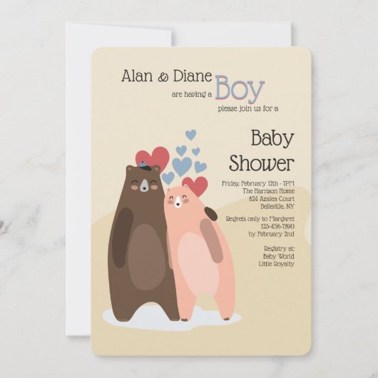 Beer Couple Boy Baby shower Uitnodiging (Voorkant)