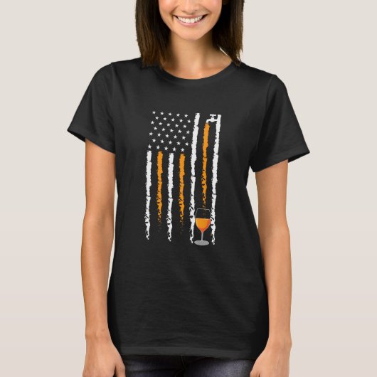 Beer Crafting Brewery Patriotic American Flag 4th  T-shirt (Voorkant)