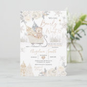 Beer Crème Witte Sneeuwvlok Bloemenkinderfeestje Kaart (Staand voorkant)