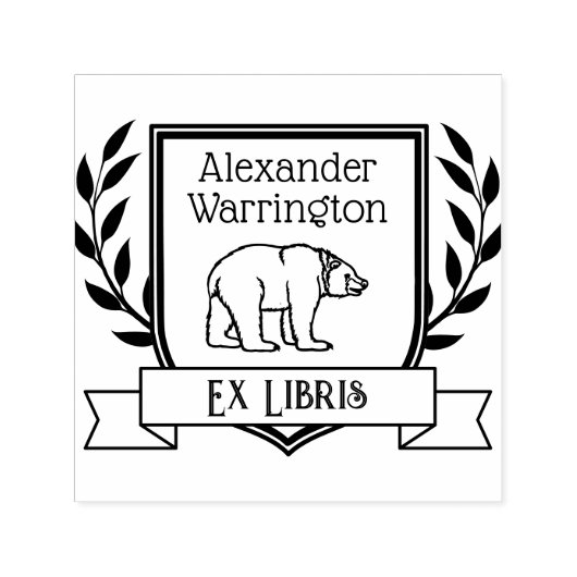 Beer Crest Lint Ex Libris Bibliotheek Boek Naam Zelfinktende Stempel (Design)