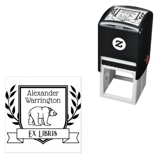 Beer Crest Lint Ex Libris Bibliotheek Boeknaam Zelfinktende Stempel (In situ)