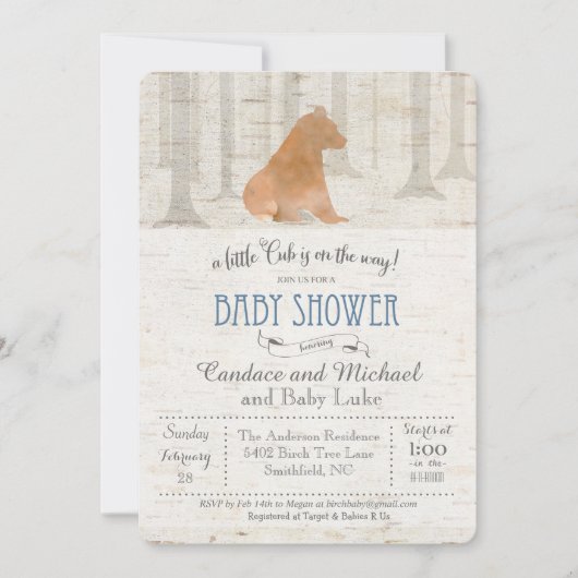 Beer Cub Birch Baby shower Invitation Kaart (Voorkant)