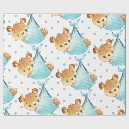 Beer Cub Cute Nursery Baby Boy Gift New Born Cadeaupapier (Vlak)