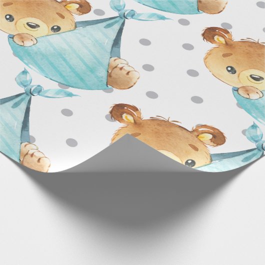 Beer Cub Cute Nursery Baby Boy Gift New Born Cadeaupapier (Hoek)