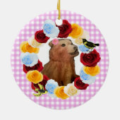 Beer Cub en moeder met vlinder Keramisch Ornament (Achterkant)