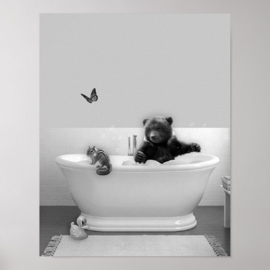 Beer Cub in Bathtub Bubble bad Nursery Poster (Voorkant)