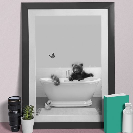 Beer Cub in Bathtub Bubble bad Nursery Poster