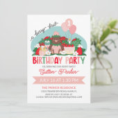 Beer Cub Roze Aardbei Berry 1e Verjaardag Party Kaart (Staand voorkant)