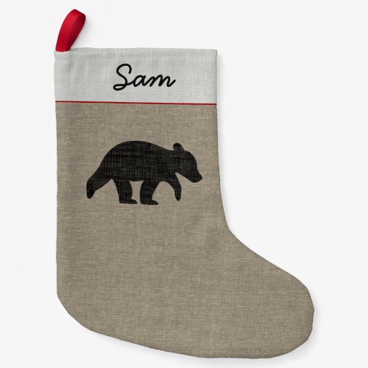 Beer Cub Silhouette Schattige Wildlife Country Cus Kleine Kerstsok (Voorkant)
