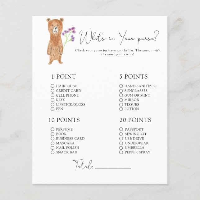 Beer Cub - Whats in your purse game (Voorkant)