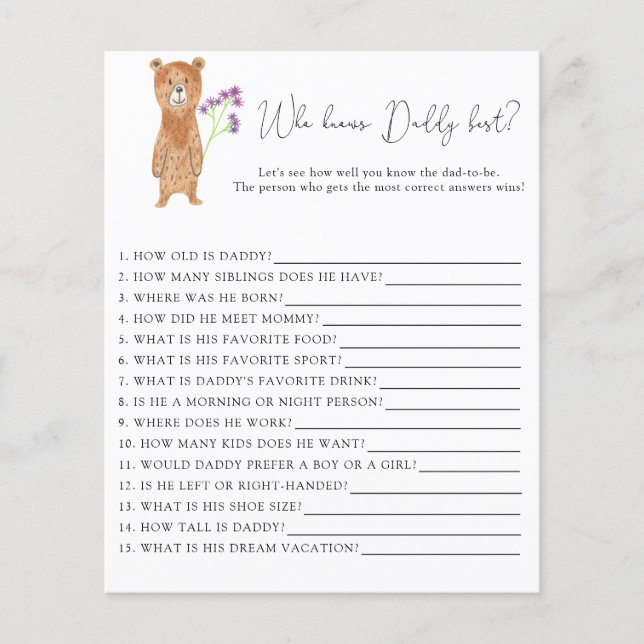 Beer cub - Wie kent DADDY het beste (Voorkant)