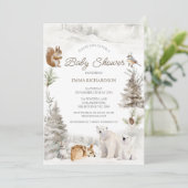 Beer Cub Woodland Winter Baby shower Uitnodiging (Staand voorkant)