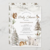 Beer Cub Woodland Winter Baby shower Uitnodiging (Voorkant / Achterkant)